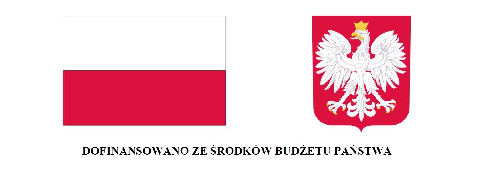 FLAGA I GODŁO PAŃSTWOWE Z ANDOTACJĄ "DOFINANSOWANO ZE ŚRODKÓW BUDŻETU PAŃSTWA"