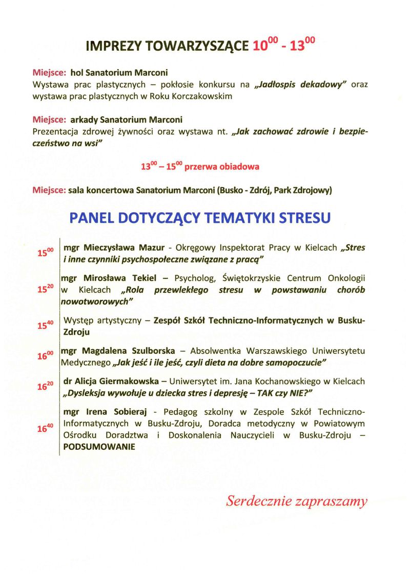 program - X FESTIWAL ZDROWIA W BUSKU-ZDROJU