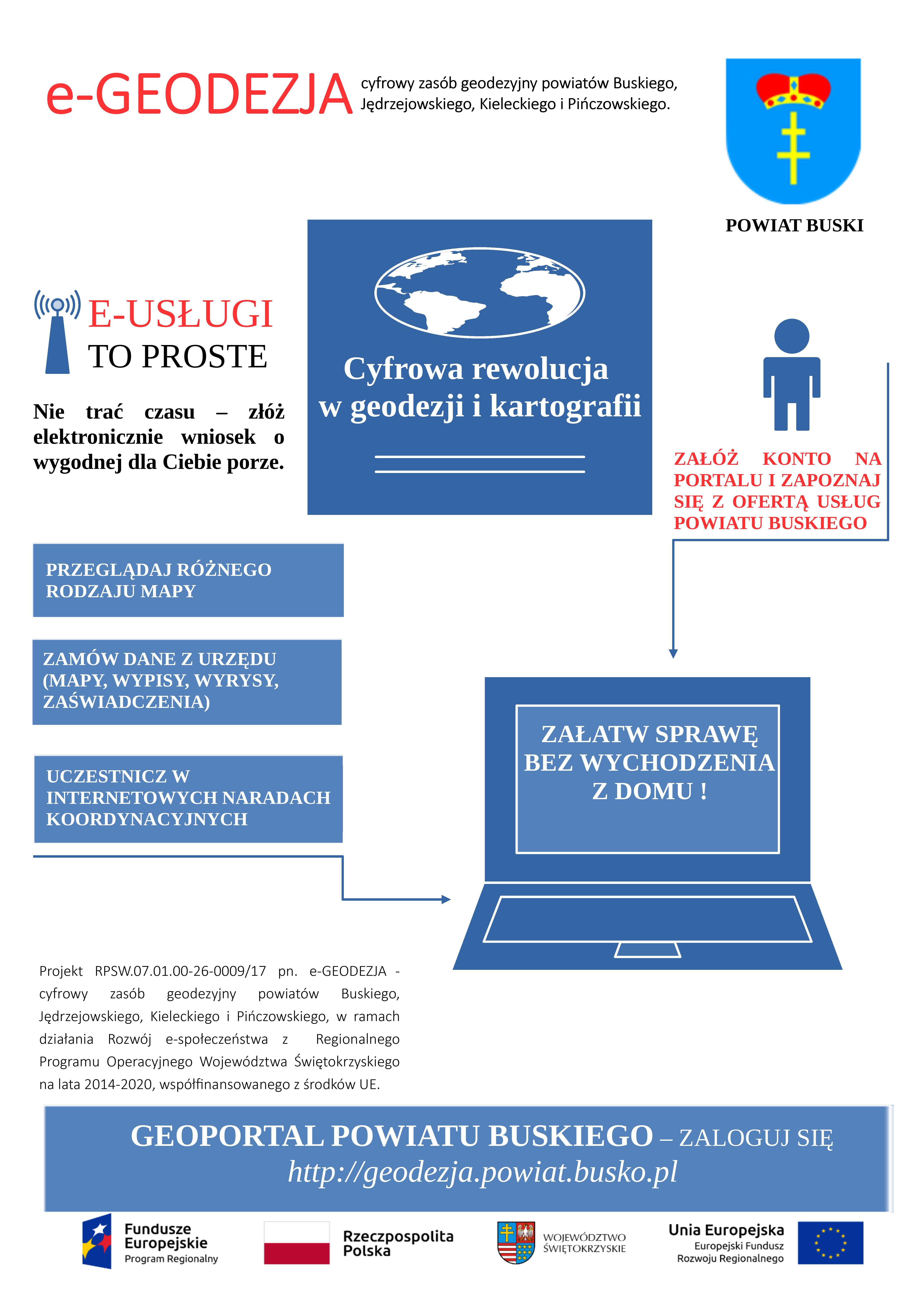 Plakat - e-usługi GEPORTAL Powiatu Buskiego